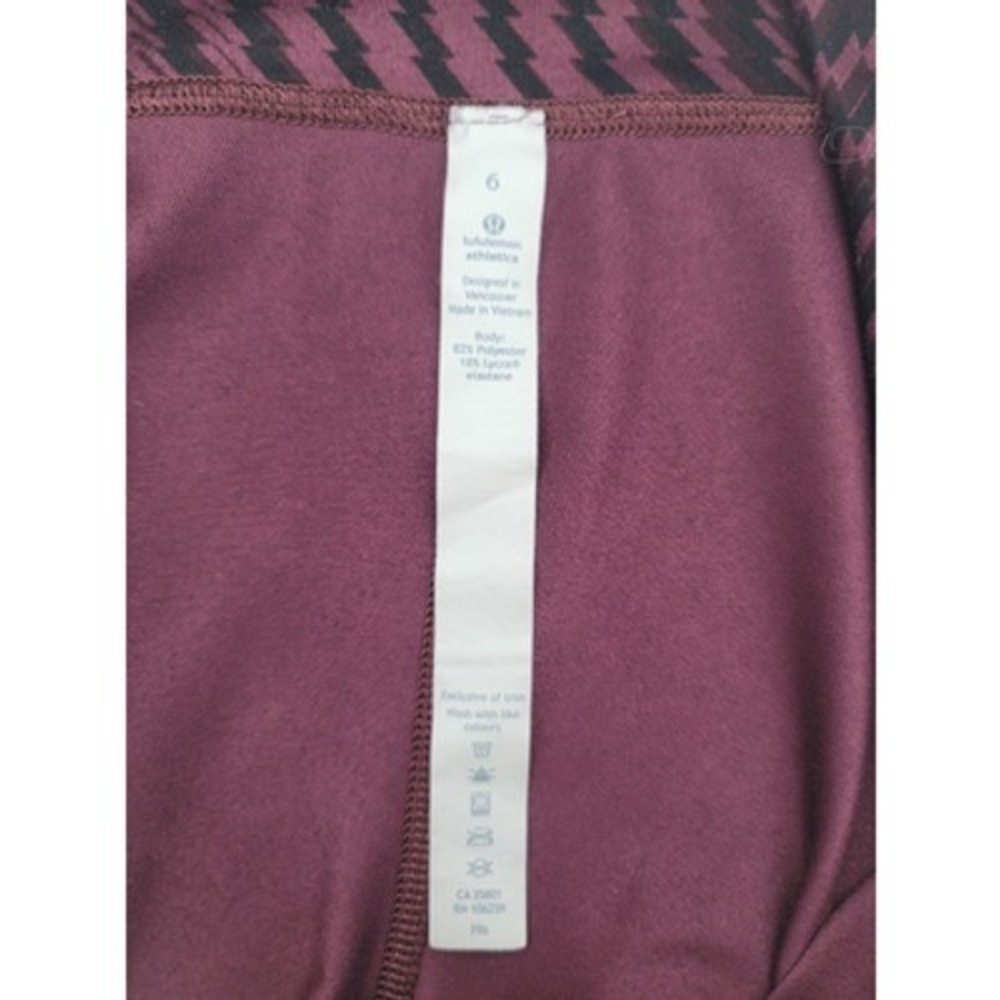 Lululemon Wunder Under Crop Leggings 6 Red Grape Print Hi Rise Luon Pocket - Picture 6 of 6